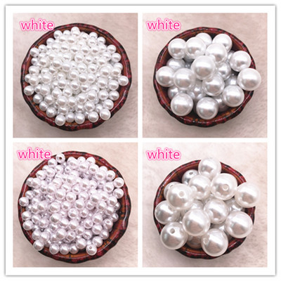 UUS 6mm-16mm sirged augud/ilma auguta valge elevandiluu ümmargune imitatsioon plastikust pärlivahehoidja lahtised helmed ehete tarvikud helmed