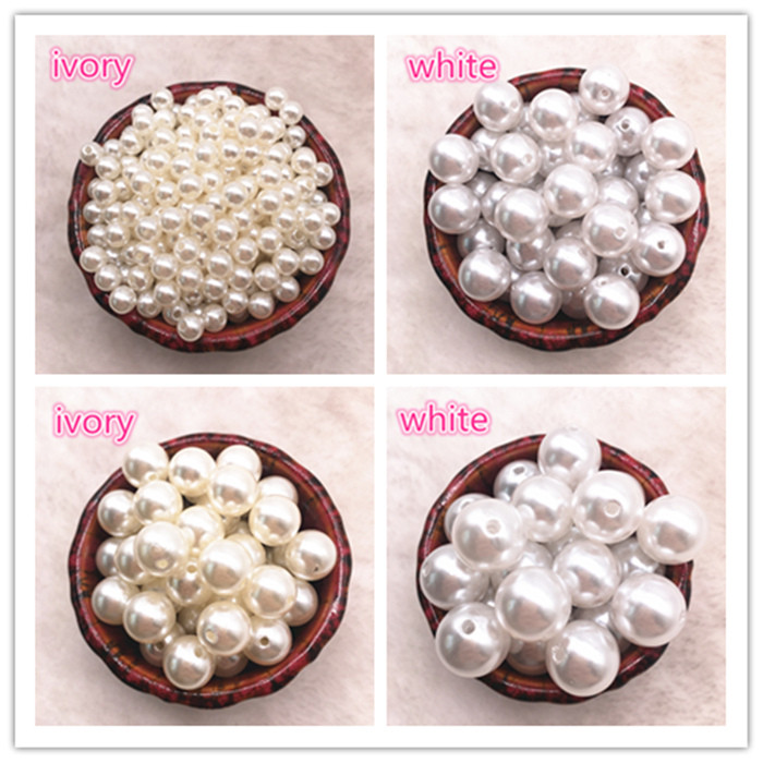 UUS 6mm-16mm sirged augud/ilma auguta valge elevandiluu ümmargune imitatsioon plastikust pärlivahehoidja lahtised helmed ehete tarvikud helmed