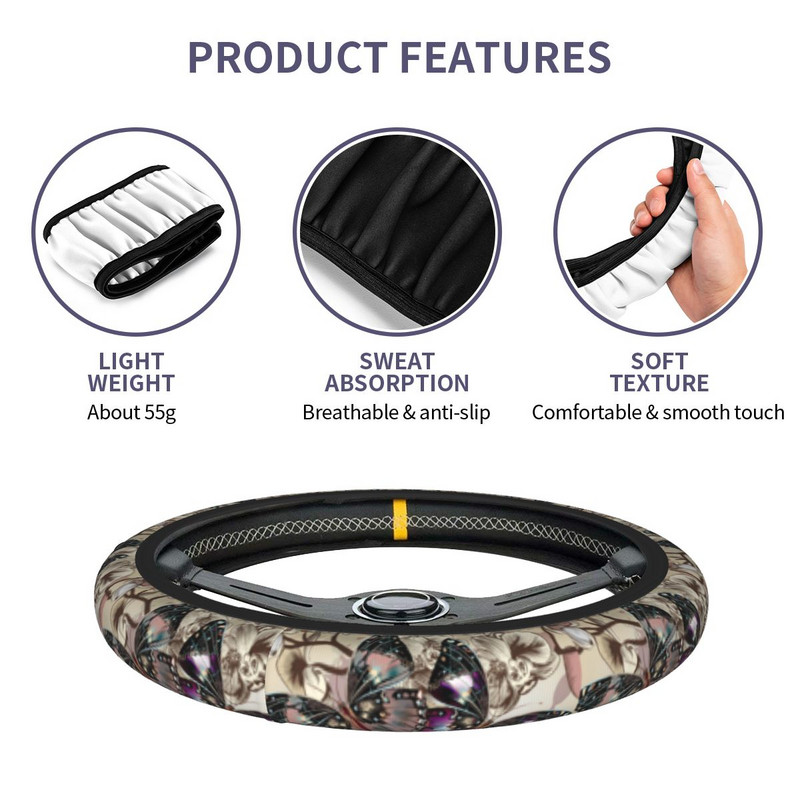 38 cm automobilio vairo dangteliai Chinoiserie elastiniai kiniško stiliaus drugeliai automobilių apdaila Spalvingi automobilių priedai