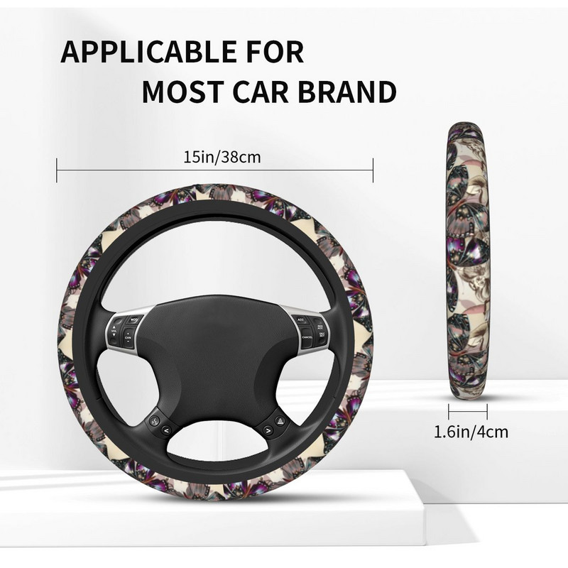 38 cm automobilio vairo dangteliai Chinoiserie elastiniai kiniško stiliaus drugeliai automobilių apdaila Spalvingi automobilių priedai