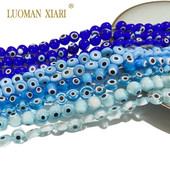 Glasuuritud sinine kurja silma lambivärk klaashelmed lahtised lamedad ümmargused vahehelmed 6 8 10 MM ehete valmistamiseks ise käevõru tarvikud