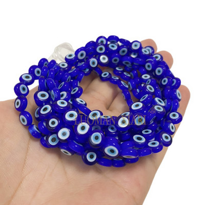 Glasuuritud sinine kurja silma lambivärk klaashelmed lahtised lamedad ümmargused vahehelmed 6 8 10 MM ehete valmistamiseks ise käevõru tarvikud