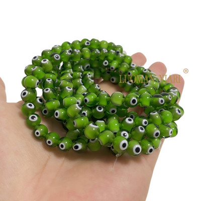 Glasuuritud sinine kurja silma lambivärk klaashelmed lahtised lamedad ümmargused vahehelmed 6 8 10 MM ehete valmistamiseks ise käevõru tarvikud