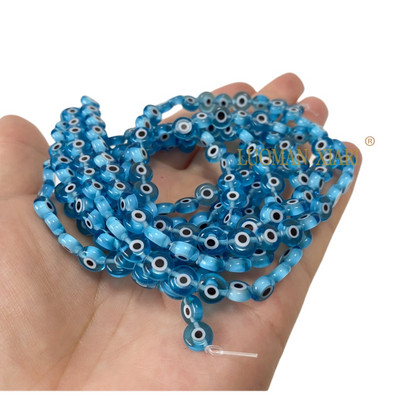 Glasuuritud sinine kurja silma lambivärk klaashelmed lahtised lamedad ümmargused vahehelmed 6 8 10 MM ehete valmistamiseks ise käevõru tarvikud