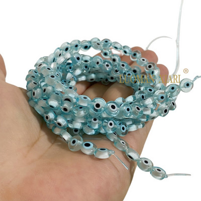 Glasuuritud sinine kurja silma lambivärk klaashelmed lahtised lamedad ümmargused vahehelmed 6 8 10 MM ehete valmistamiseks ise käevõru tarvikud