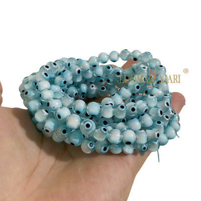 Glasuuritud sinine kurja silma lambivärk klaashelmed lahtised lamedad ümmargused vahehelmed 6 8 10 MM ehete valmistamiseks ise käevõru tarvikud