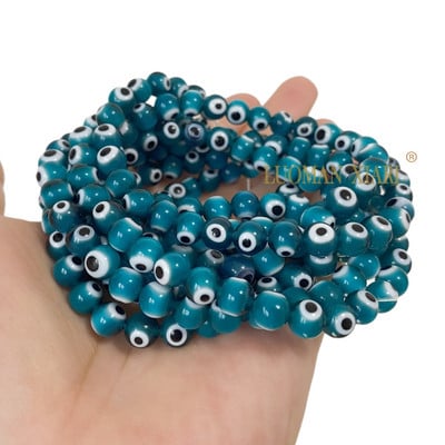 Glasuuritud sinine kurja silma lambivärk klaashelmed lahtised lamedad ümmargused vahehelmed 6 8 10 MM ehete valmistamiseks ise käevõru tarvikud