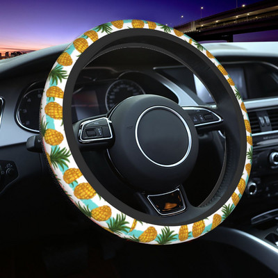 Capacul volanului auto cu desene animate cu ananas 38 cm Protector auto elastic pentru volan Accesorii potrivite pentru volan auto