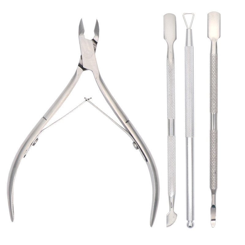 Terasest roostevaba topeltpea küünekunst Dead Skin Pusher küünenaha näpits käärid maniküüri komplekt Rose Gold UV geel Eemalda