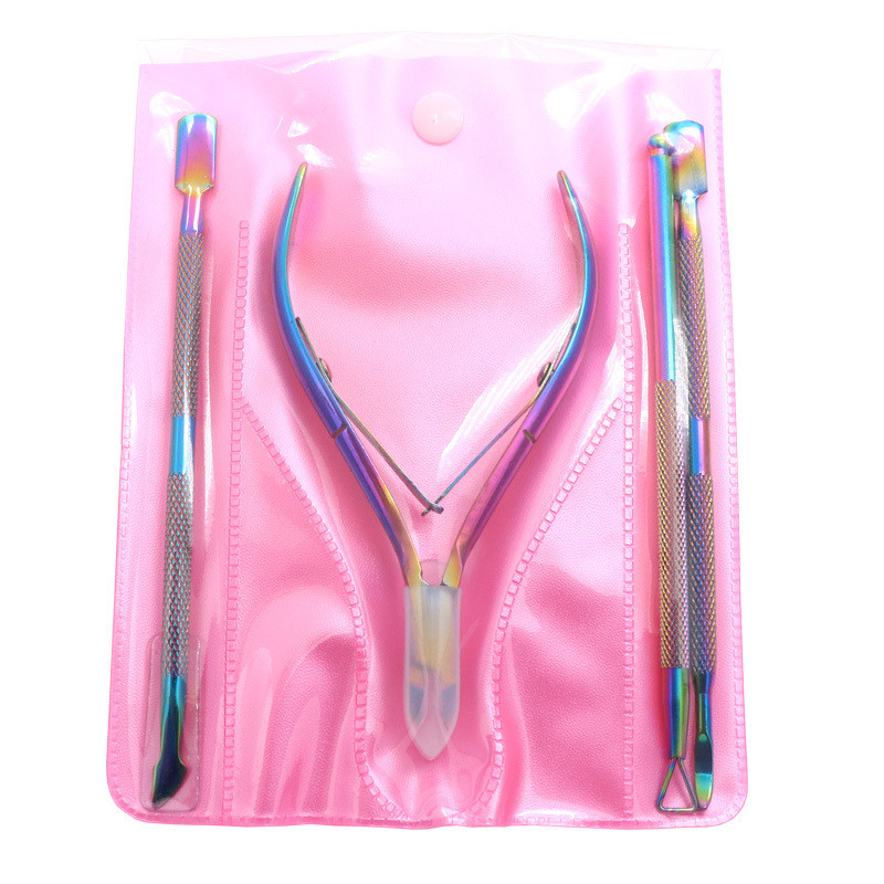 Terasest roostevaba topeltpea küünekunst Dead Skin Pusher küünenaha näpits käärid maniküüri komplekt Rose Gold UV geel Eemalda