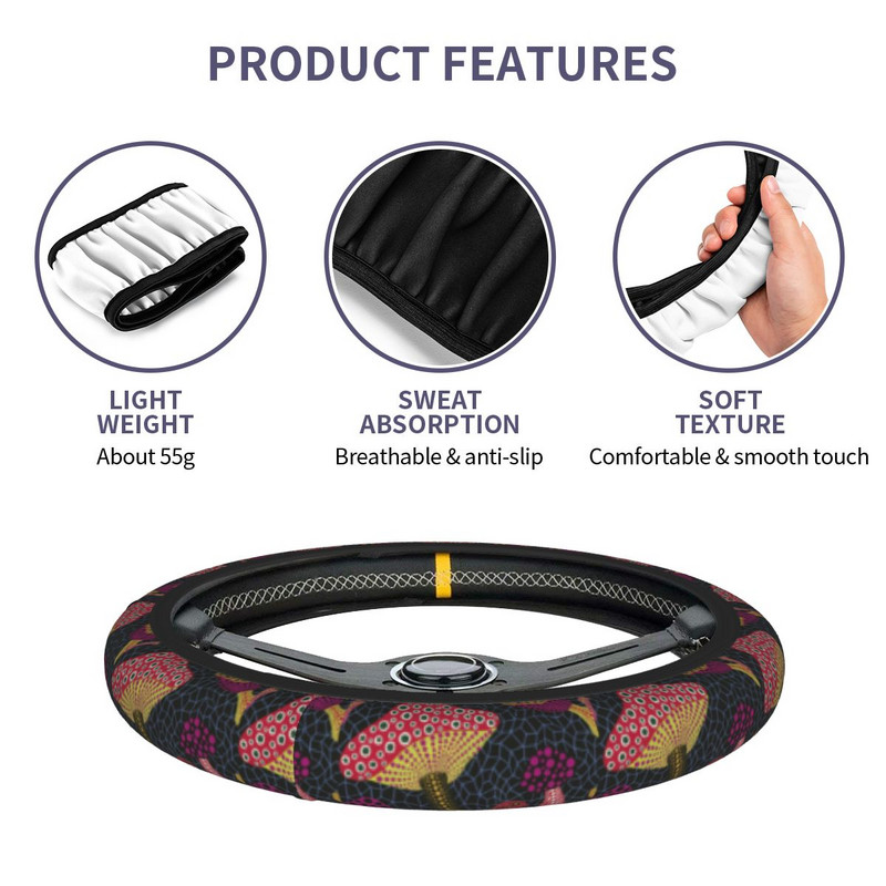 Yayoi Kusama Art automobilio vairo dangtelis 37-38 Neslystantis Polka Estetinis automobilio vairo apsauga Madingas automobilio stilius