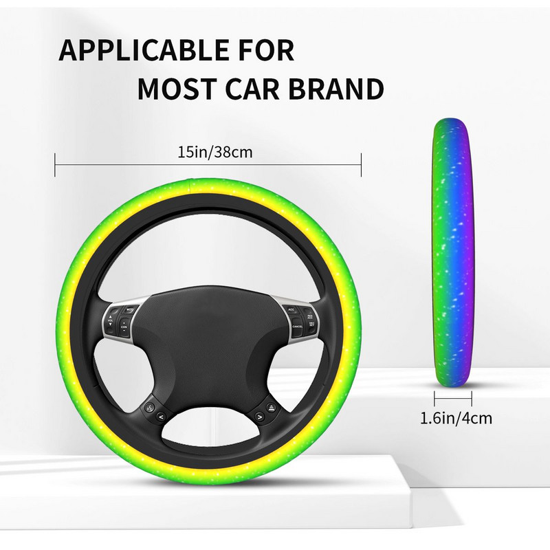 Rainbow Sparkle automobilio vairo dangtis Neslystantis vairo apsauginis dangtelis Tinkami automobilio stiliaus interjero priedai