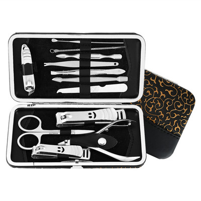 12 vnt Daugiafunkciniai nagų dailės manikiūro įrankiai Nagų kirpimo mašinėlės žirklės pincetas peiliukas manikiūro rinkiniai nagų dailės įrankiai