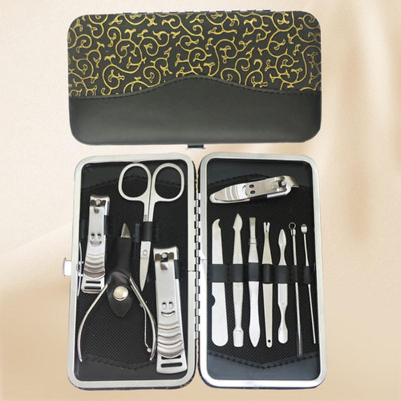 12 vnt Daugiafunkciniai nagų dailės manikiūro įrankiai Nagų kirpimo mašinėlės žirklės pincetas peiliukas manikiūro rinkiniai nagų dailės įrankiai
