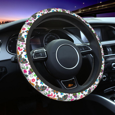 Krāsains Butterfly automašīnas stūres rata pārsegs 37-38 universāls modes auto apdares stūres rata piederumi