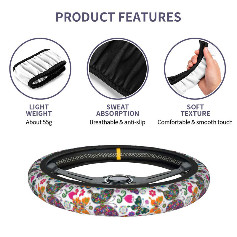 Šareni leptir navlaka za upravljač automobila 37-38 Univerzalna modna auto dekoracija Dodaci za upravljač