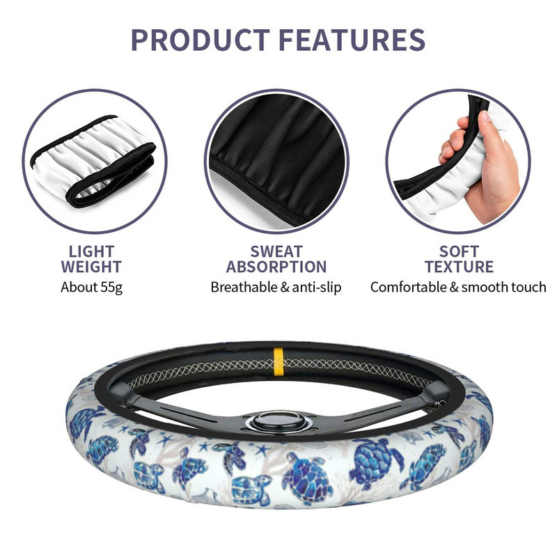 „Ocean Sea“ automobilio vairo dangtelis 37–38 „Minkštas vėžlys“ vairo dangtelis, tinkamas automobilių modeliams