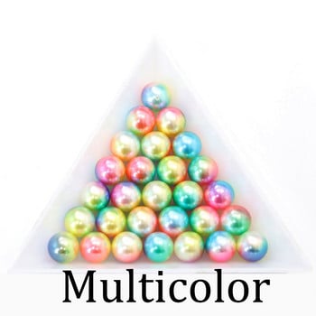 3/4/6/8/10/12mm Rainbow Color ABS Imitation Pearl Bead No Hole Loose Beads for Jewelry Making DIY Craft Scrapbook Decoration