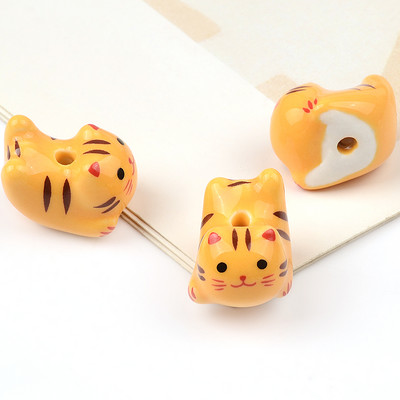Mărgele de animale de pisică din ceramică de modă pandantiv colorat lucrat manual Mărgele libere Fabricarea de bijuterii Accesorii DIY 15x20mm