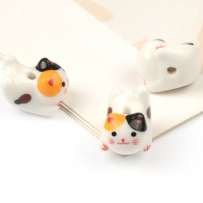 Mărgele de animale de pisică din ceramică de modă pandantiv colorat lucrat manual Mărgele libere Fabricarea de bijuterii Accesorii DIY 15x20mm