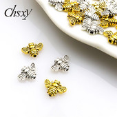 10 vnt bičių tarpiklio karoliukų jungtys Madingi vintažiniai aukso/sidabro spalvos vabzdžių metaliniai palaidi karoliukai, apyrankių kūrimas papuošalų priedai