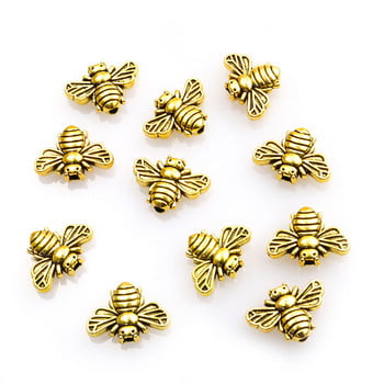 10 бр. Bee Spacer Beads Connectors Модни винтидж златни/сребърни цветни насекоми Метални свободни мъниста Изработка на гривна Аксесоари за бижута