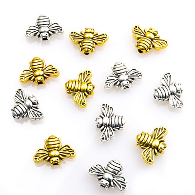 10 vnt bičių tarpiklio karoliukų jungtys Madingi vintažiniai aukso/sidabro spalvos vabzdžių metaliniai palaidi karoliukai, apyrankių kūrimas papuošalų priedai