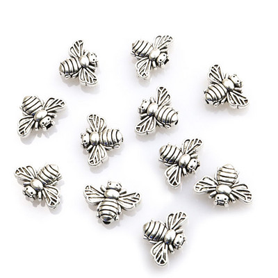 10 vnt bičių tarpiklio karoliukų jungtys Madingi vintažiniai aukso/sidabro spalvos vabzdžių metaliniai palaidi karoliukai, apyrankių kūrimas papuošalų priedai