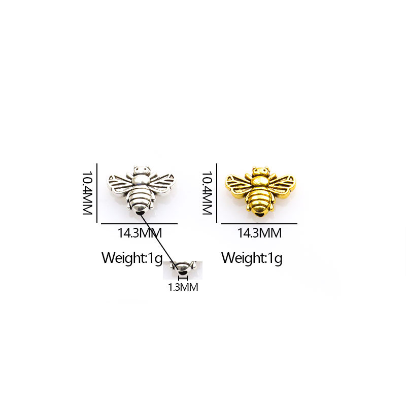 10 vnt bičių tarpiklio karoliukų jungtys Madingi vintažiniai aukso/sidabro spalvos vabzdžių metaliniai palaidi karoliukai, apyrankių kūrimas papuošalų priedai