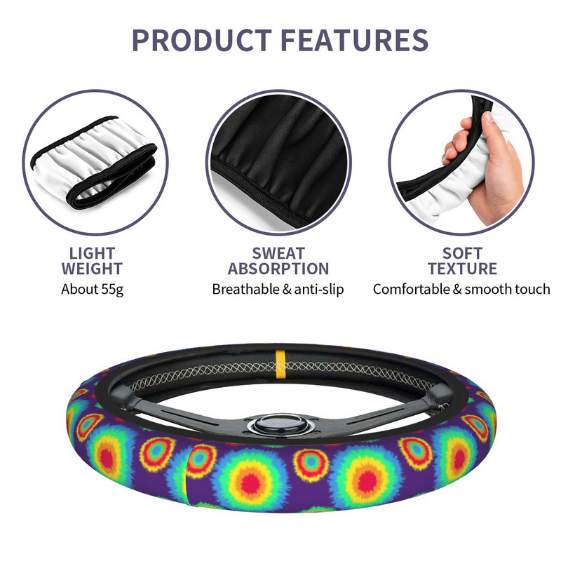 Tie dažų automobilio vairo dangtelis 37-38 Neslystantis vairo dangtelis, tinkamas automobilių modeliams