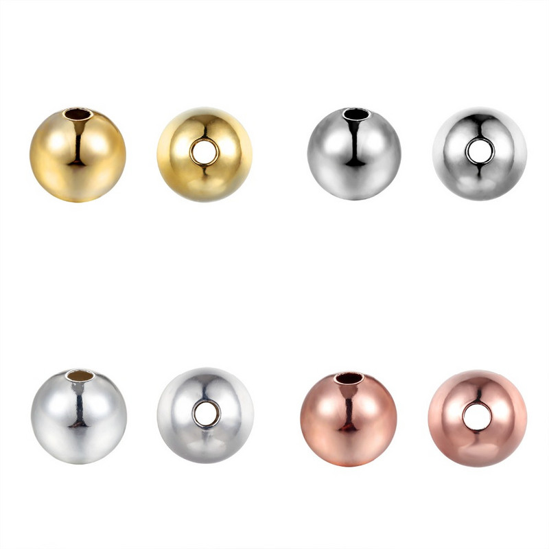 1 pakk/partii 2/3/4/5/6 mm messingist vahehelmed roosikuldse/hõbeda värvi palli lahtised võluhelmed käevõru kaelakee DIY ehete valmistamiseks