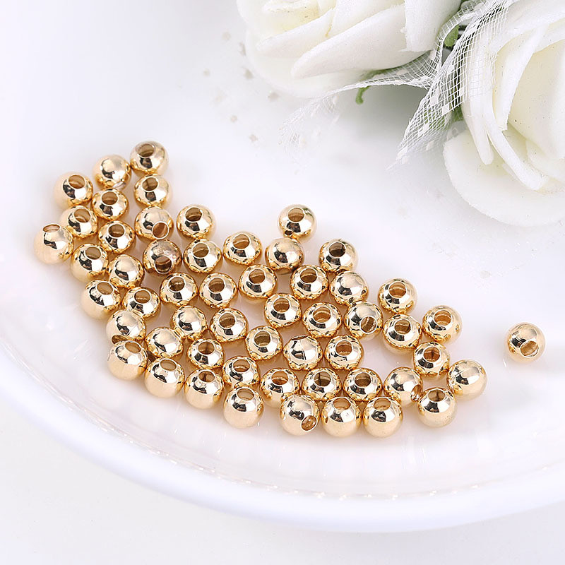 1 pakk/partii 2/3/4/5/6 mm messingist vahehelmed roosikuldse/hõbeda värvi palli lahtised võluhelmed käevõru kaelakee DIY ehete valmistamiseks