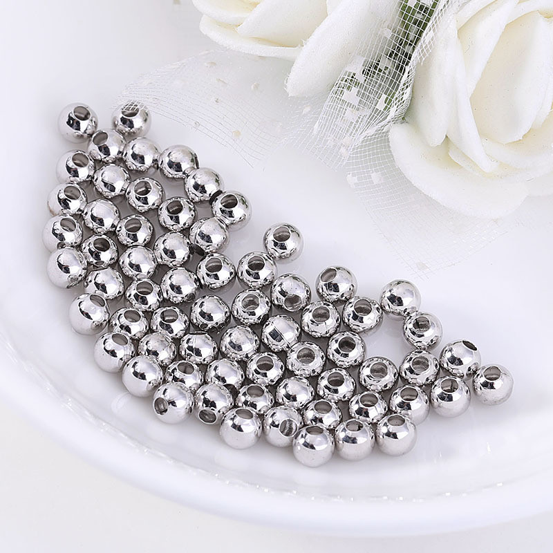 1 pakk/partii 2/3/4/5/6 mm messingist vahehelmed roosikuldse/hõbeda värvi palli lahtised võluhelmed käevõru kaelakee DIY ehete valmistamiseks