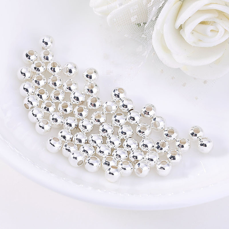 1 pakk/partii 2/3/4/5/6 mm messingist vahehelmed roosikuldse/hõbeda värvi palli lahtised võluhelmed käevõru kaelakee DIY ehete valmistamiseks