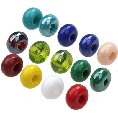 Jauna 6*10mm izmērs 25gab/part Stikla krelles Abacus Forma Big Hole 3mm Jauktas krāsas Lampwork Glazētas DIY Kaklarotas/aproču izgatavošana Rotaslietas