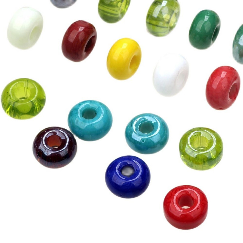 Uus 6*10mm suurus 25tk/partii klaashelmed Abakuse kujuga suur auk 3mm segavärvi lambivärk glasuuritud DIY kaelakee/käevõru ehete tegemine
