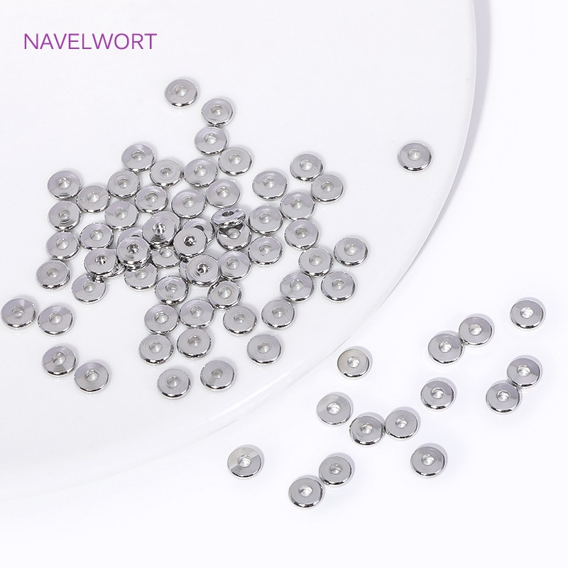 3/4/5/6 mm-es 18K aranyozott sárgaréz kerek távtartó lapos gyöngyök ékszerkészítési kellékekhez, barkács karkötő nyaklánc készítési kiegészítők