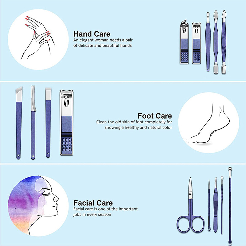 7/10/12/18 ks/sada manikúry, profesionálne klieštiky na nechty na pedikúru, sada nástrojov z nehrdzavejúcej ocele na pedikúru s cestovným puzdrom