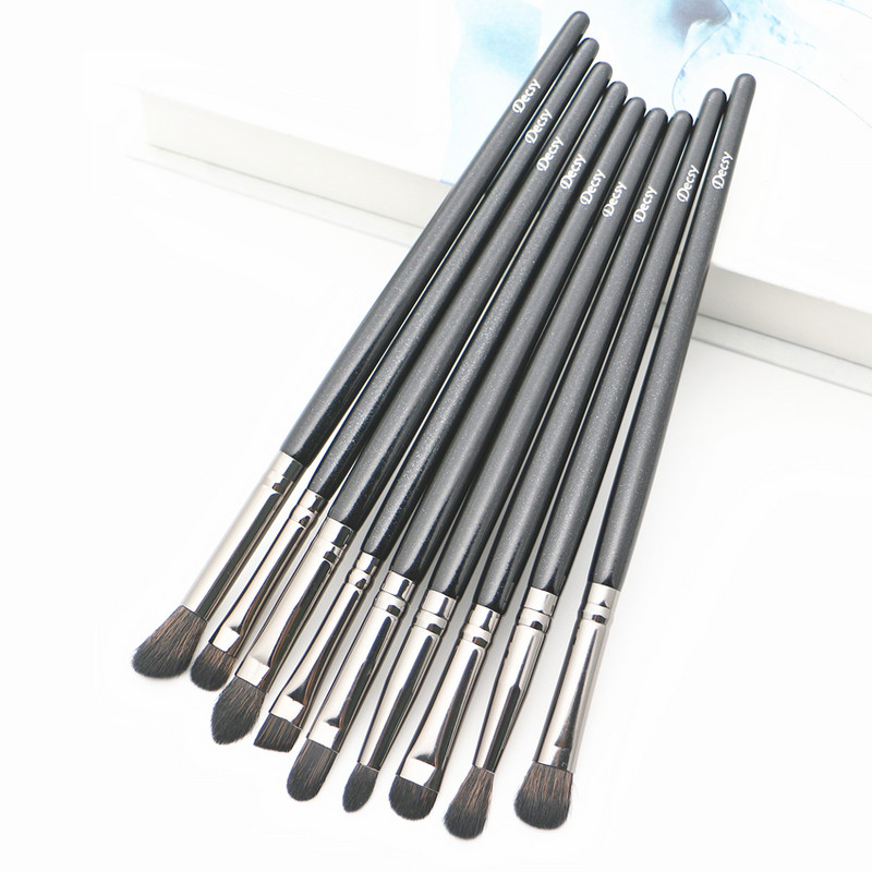 Decsy lauvärvipintslite komplekt 9 tk meigipintslid mustad kvaliteetsed lauvärvid kulmulainer kulmumeigipintslid