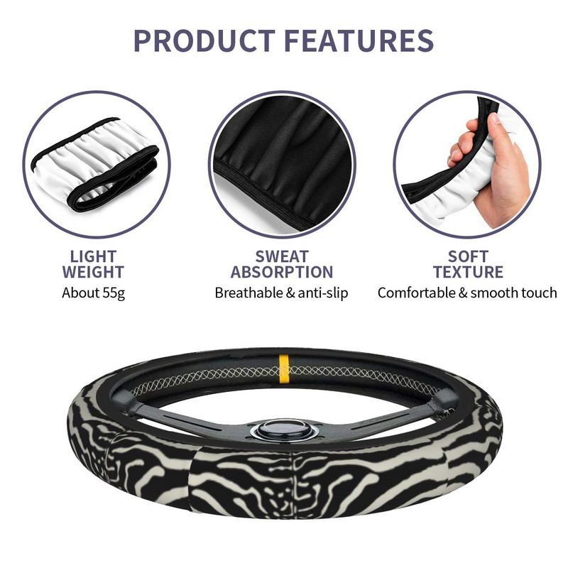 Sebra Stripes Prindi auto rooliratta kate 37-38 libisemisvastane loomanahk varjatud tekstuur Mood autostiiliga autotarvikud