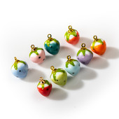 5db Kézzel készített kis eper kerámia medál Retro stílusú ékszer Gyümölcsgyöngyök ékszer alkatrész Nyaklánchoz #XN604