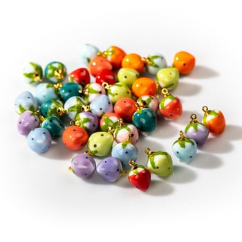 5 бр. Ръчно изработени малки ягодови керамични висулки Ретро стил бижута Плодови мъниста Част за бижута за колие # XN604