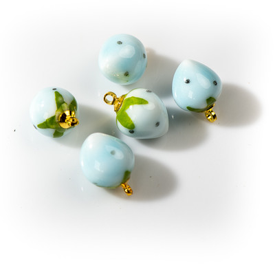 5db Kézzel készített kis eper kerámia medál Retro stílusú ékszer Gyümölcsgyöngyök ékszer alkatrész Nyaklánchoz #XN604