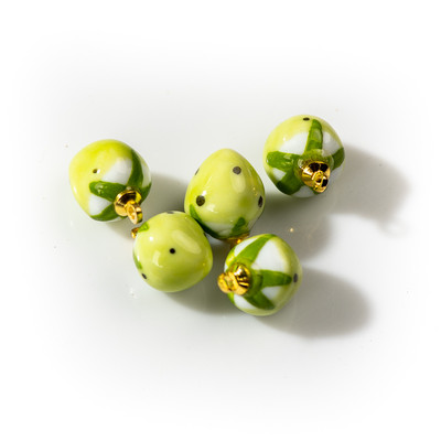 5db Kézzel készített kis eper kerámia medál Retro stílusú ékszer Gyümölcsgyöngyök ékszer alkatrész Nyaklánchoz #XN604