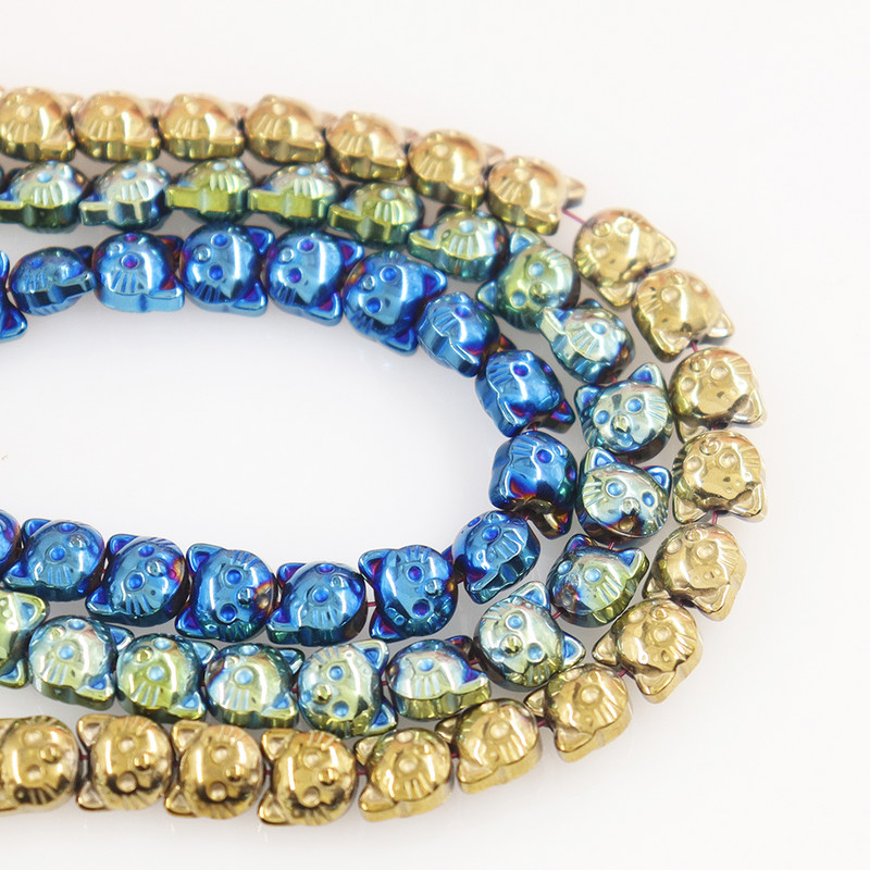 Új kétoldalas macskagyöngyök természetes kő Hematit gyöngyök macskagyöngyök barkácsgyöngyök ékszerkészítéshez kellékek ékszerekhez alkatrészek