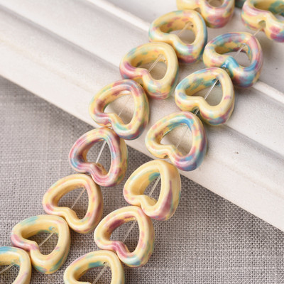 10 tk õõnsa südame kujuga 13,5 mm keraamilised portselanist lahtised helmed ehete tegemiseks isetegemise käsitöö leiud