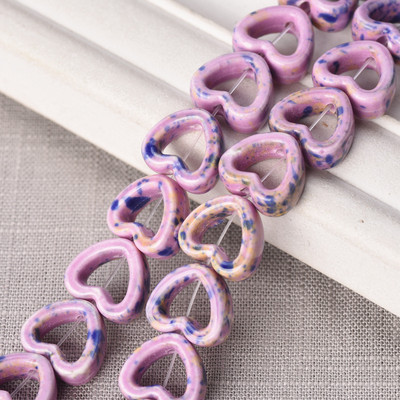 10 tk õõnsa südame kujuga 13,5 mm keraamilised portselanist lahtised helmed ehete tegemiseks isetegemise käsitöö leiud