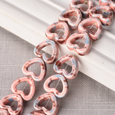 10 tk õõnsa südame kujuga 13,5 mm keraamilised portselanist lahtised helmed ehete tegemiseks isetegemise käsitöö leiud