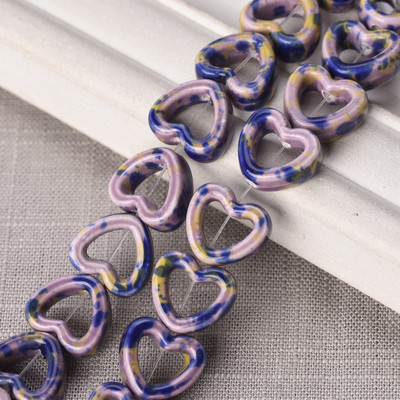 10 tk õõnsa südame kujuga 13,5 mm keraamilised portselanist lahtised helmed ehete tegemiseks isetegemise käsitöö leiud