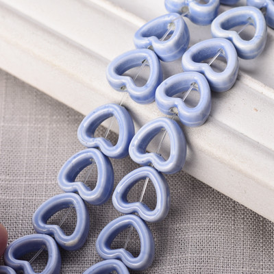 10 tk õõnsa südame kujuga 13,5 mm keraamilised portselanist lahtised helmed ehete tegemiseks isetegemise käsitöö leiud